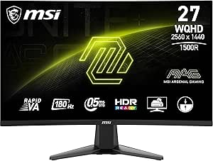 MSI MAG 27CQ6PF / 27", 2560x1440, Rapid VA, Zakrivljeni Gaming Monitor 180Hz