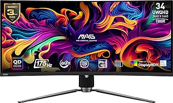 MSI MAG 341CQP QD-OLED 34" Zakrivljeni Gaming Monitor 175Hz