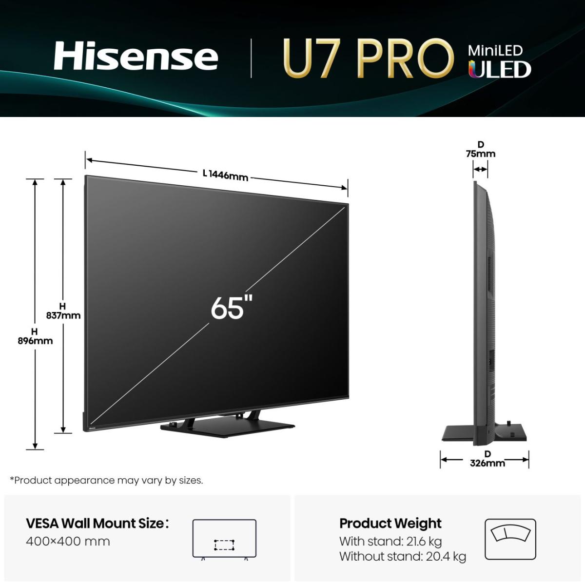 Hisense 65U7Q PRO 65" Mini-LED ULED 4K Smart TV